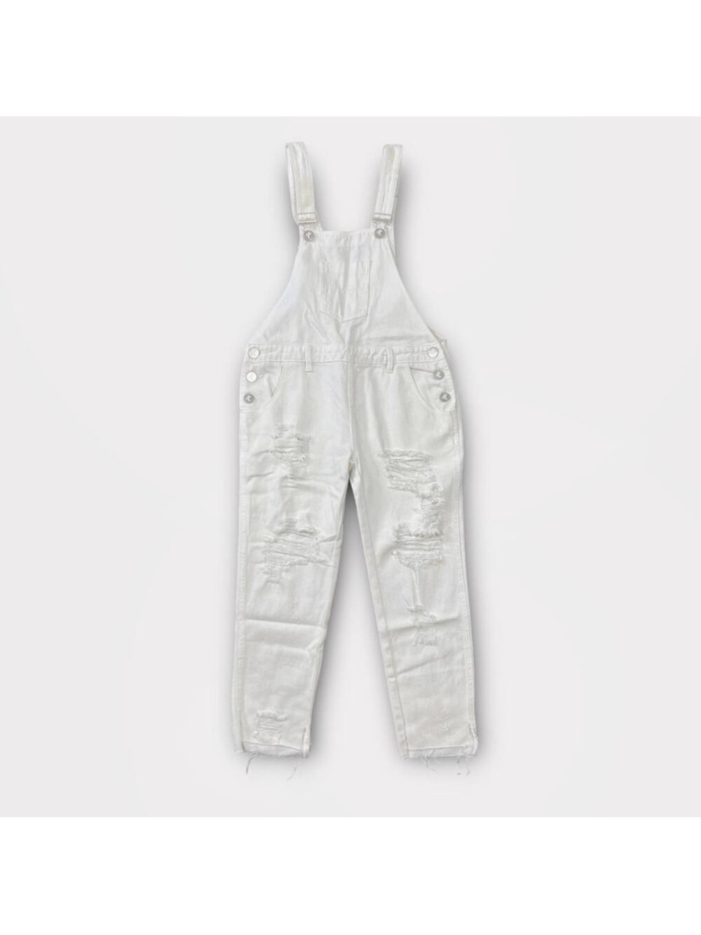 ONE by One Teaspoon Distressed White Denim Overalls
